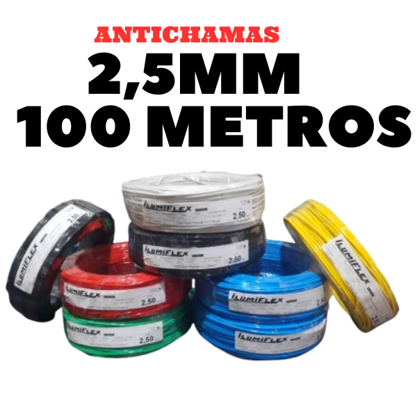 Fio Cabo flexivel 2,5mm 100 metros Anti-Chamas