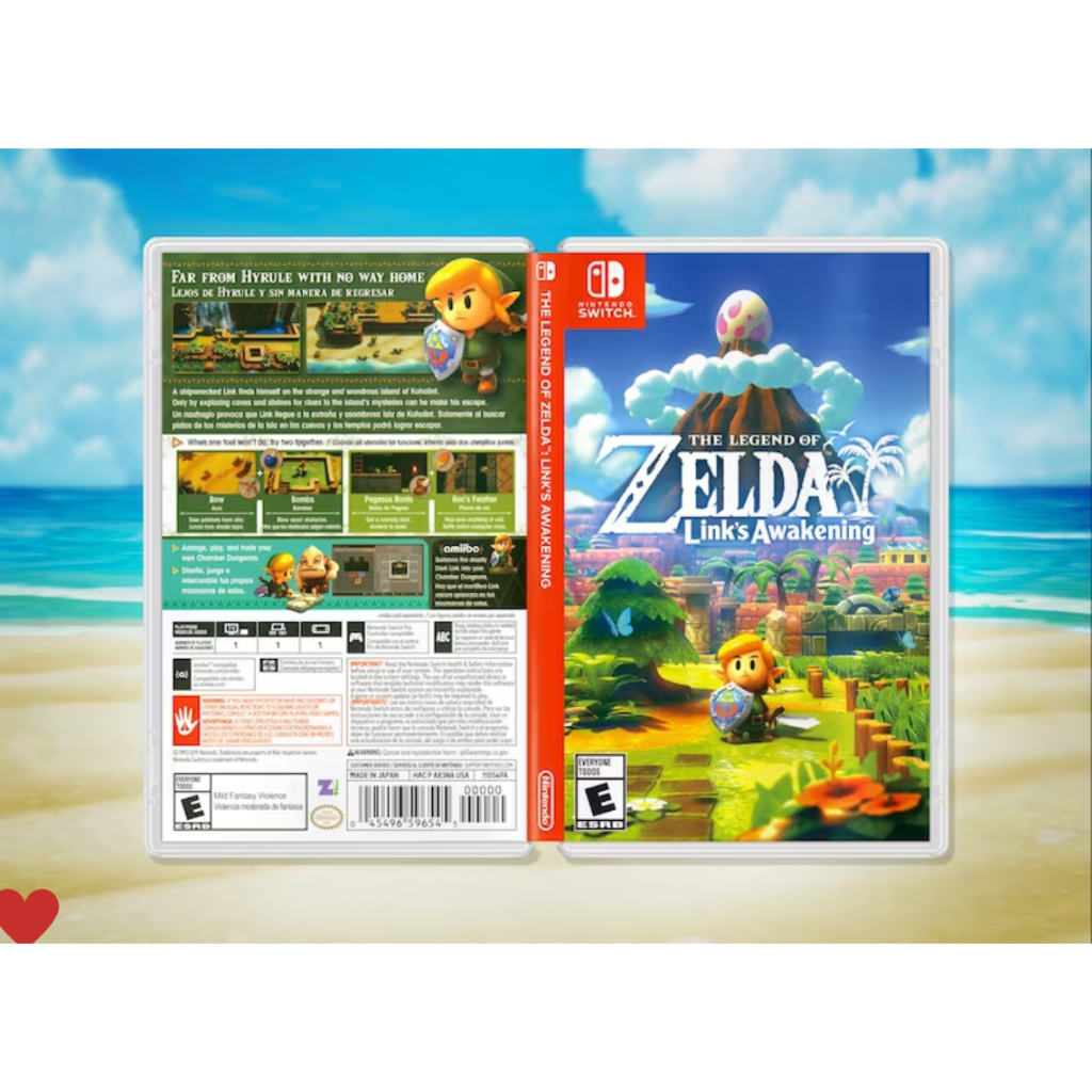 Zelda Links Awakening Encarte Impresso - Reposição de Capa Frente e Verso - Capinha e Case / Caixa