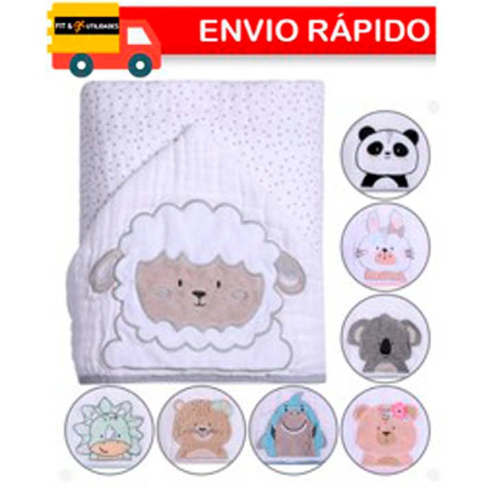 Toalha Fralda de Banho Soft Com Capuz Infantil Bebê 90x75