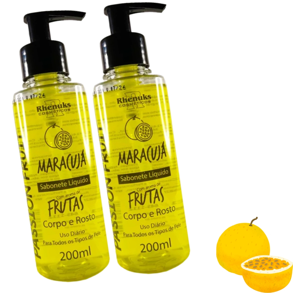 Kit 2 Sabonetes Maracujá Líquidos Perfume com Cuidado e Higiene Essência Incrível Super Cheiroso