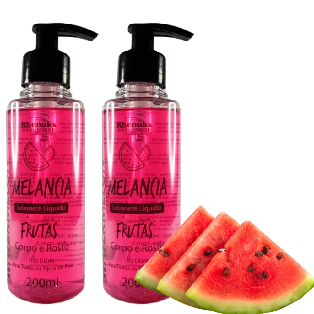Kit 2 Sabonetes Melancia Líquidos Perfume com Cuidado e Higiene Essência Incrível Super Cheiroso
