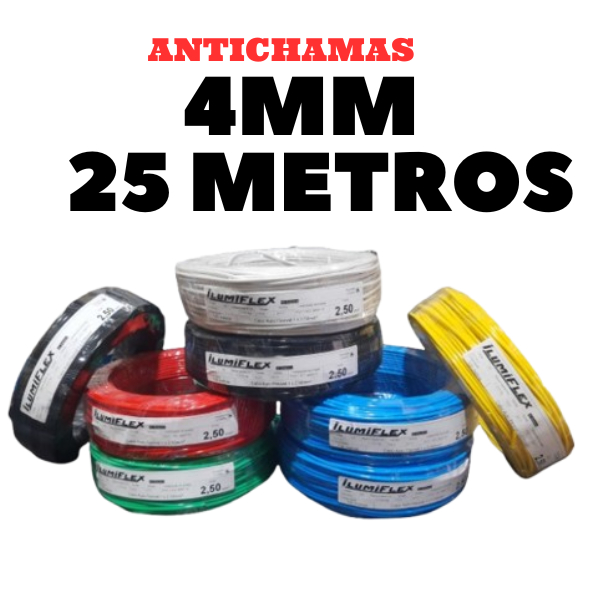 FIO CABO FLEXÍVEL 4MM ROLO COM 25 METROS em Oferta na Shopee