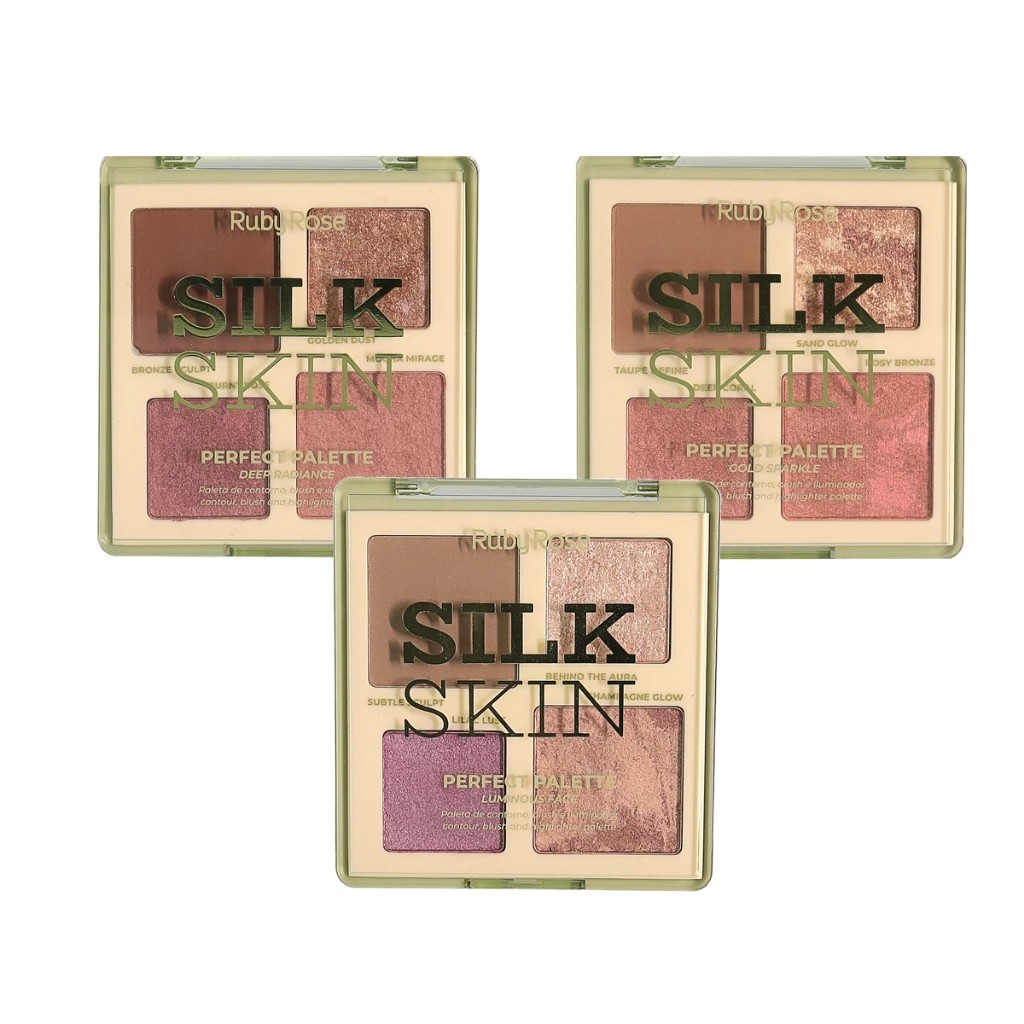 Paleta de Contorno, Blush e Iluminador Perfect Blend Silk Skin Perfect Palette by Ruby Rose em Oferta na Shopee
