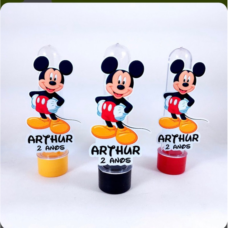 tubete personalizados tema mickey em Oferta na Shopee