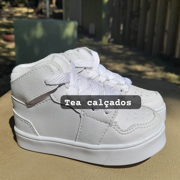 Bota infantil branca menina tênis cano alto confortável