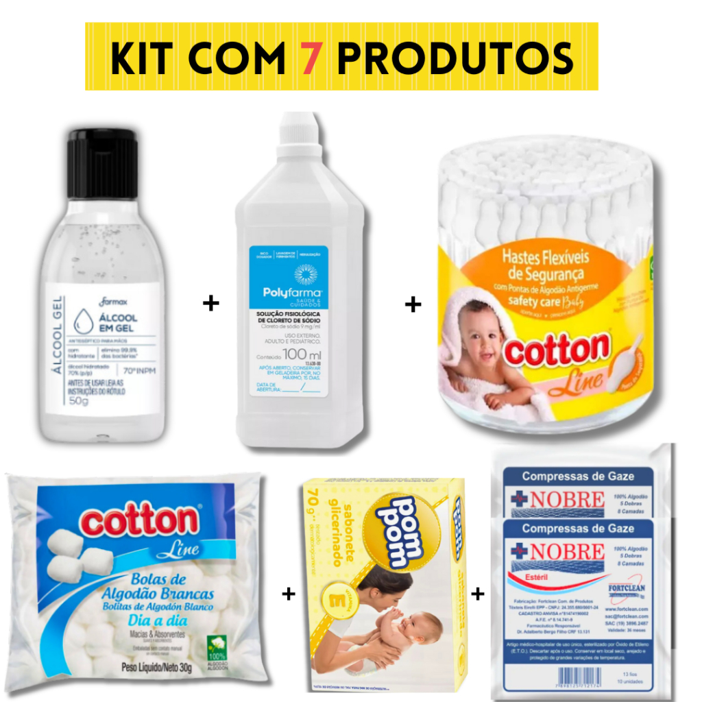 Kit Bebe Recem Nascido Maternidade Cuidados Em Casa Mãe e Bebê Pós Parto 7 itens