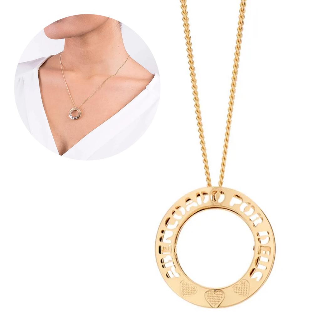 Rommanel Gargantilha Feminina Abençoado por Deus Banhada a Ouro 18k Melhor Presente Feminino — R$ 475,20 em Shopee