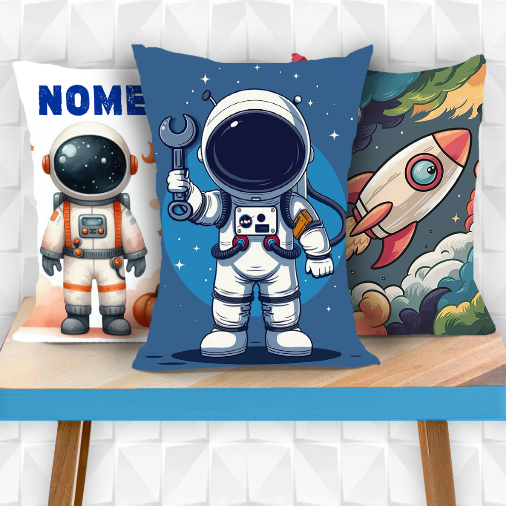 Almofada Naninha tematica Astronauta - personalizada - enfeite decorativo quarto menino - lembrancinha aniversario
