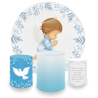 Capa De Painel Redondo + Capa De Cilindro Tema Batizado 03 em Oferta na Shopee