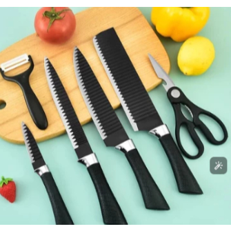 KIT Facas Com 6/7 Peças Utensílios Faqueiro Colorido Com Tábua Profissional