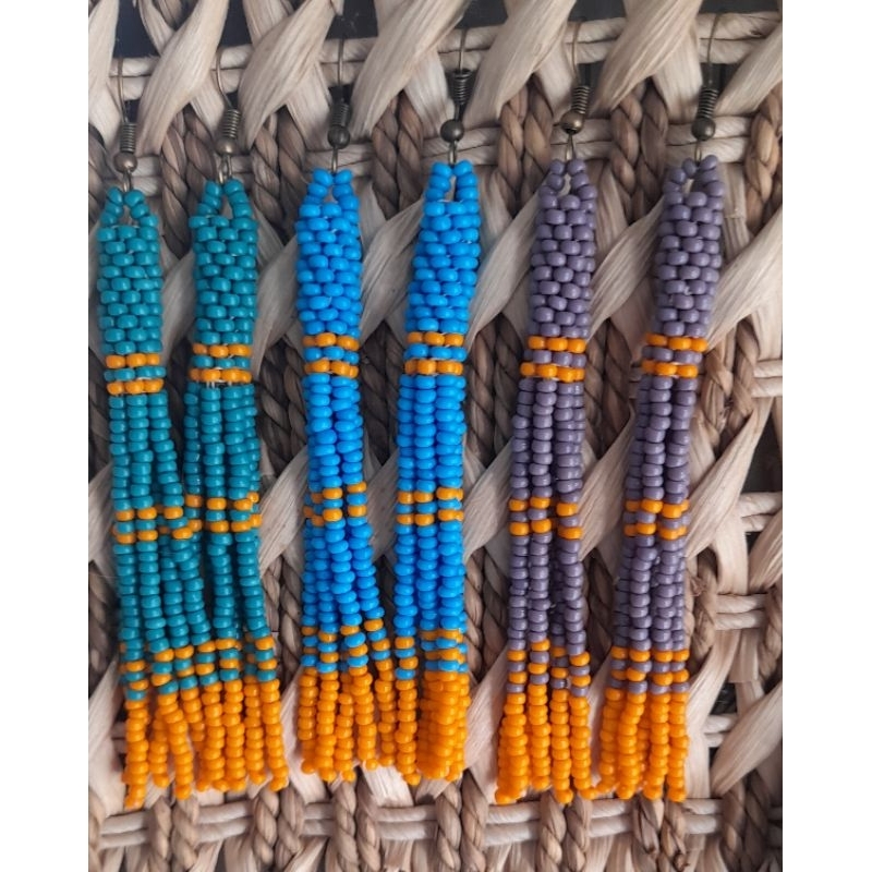 Brincos de miçangas tassel/miçangas de vidro/brinco longo com franjas