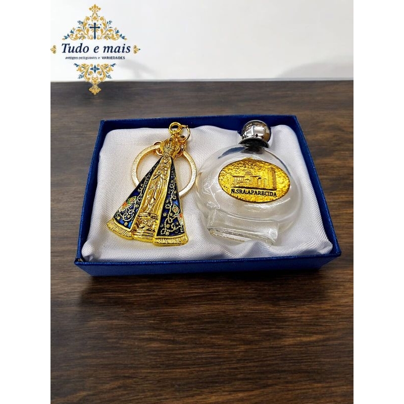 Chaveiro Nossa Senhora Aparecida com Frasco porta Água Benta.