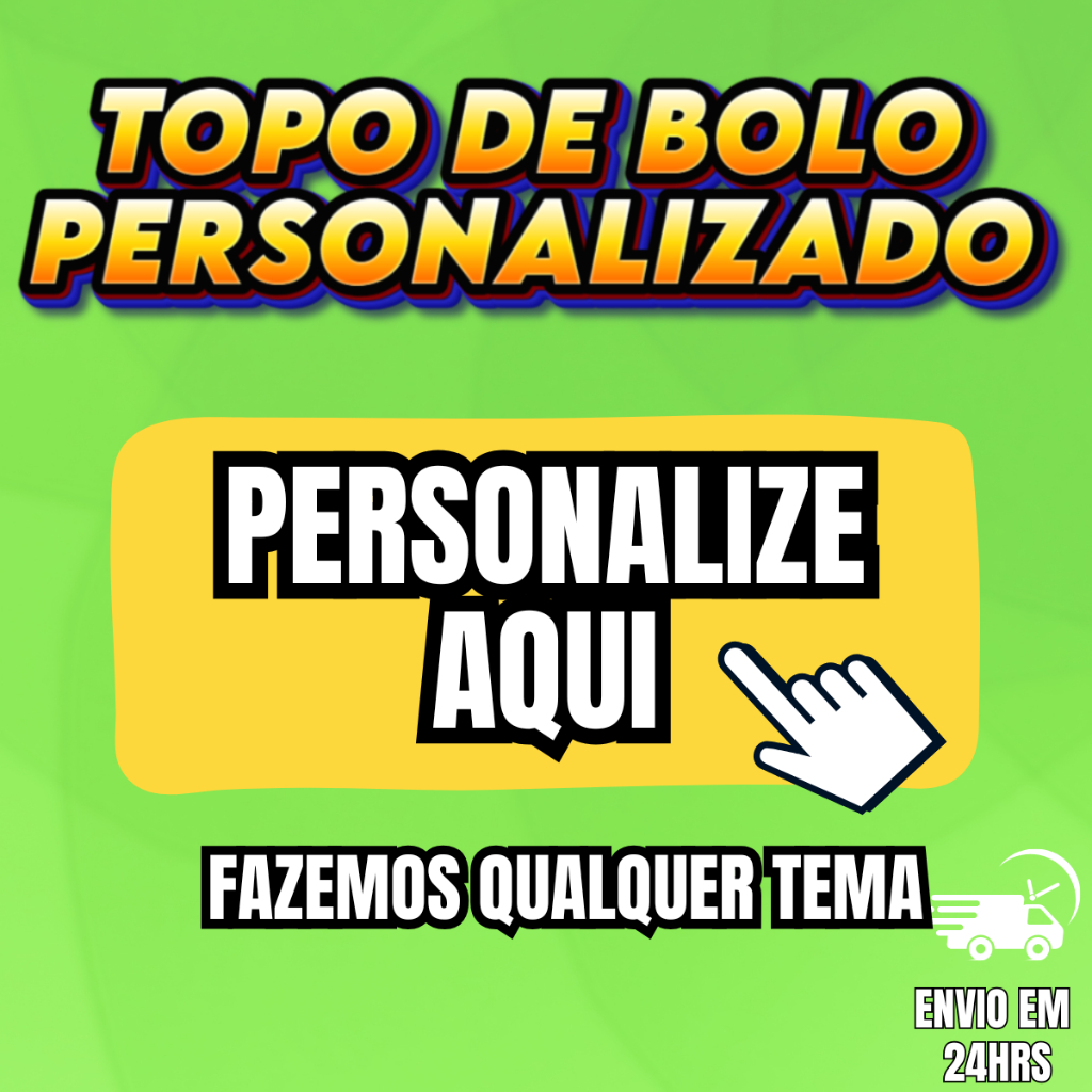 Topo topper de bolo personalizado QUALQUER TEMA em Oferta na Shopee
