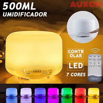 500ML Umidificador Portátil Difusor de Aromatizador Luz LED de 7 Cores Com Controle Remoto...