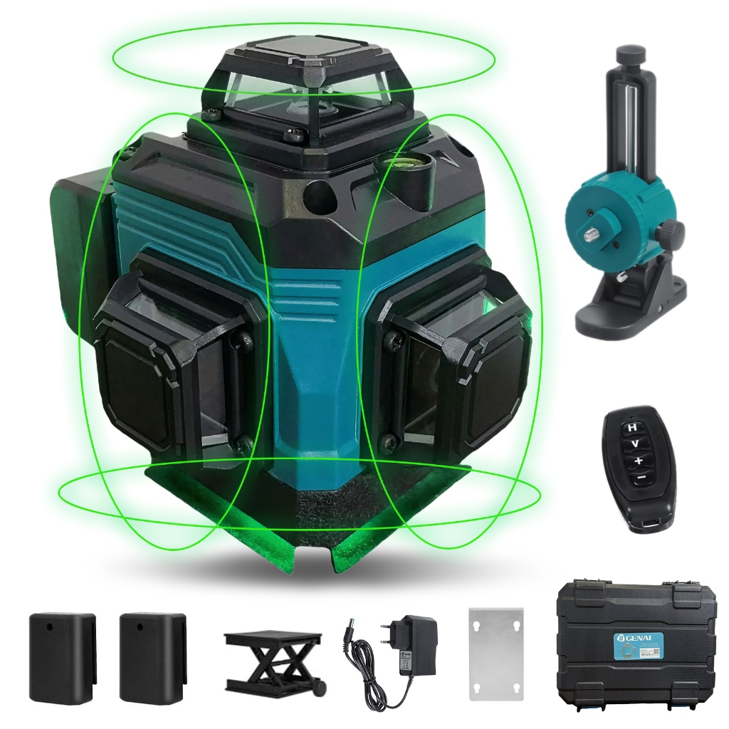 Laser Recarregável Nível 360 ° Nivelador De Linhas Auto-Nivelamento Verde Vertical & Horizontal Cruz 16 em Oferta na Shopee