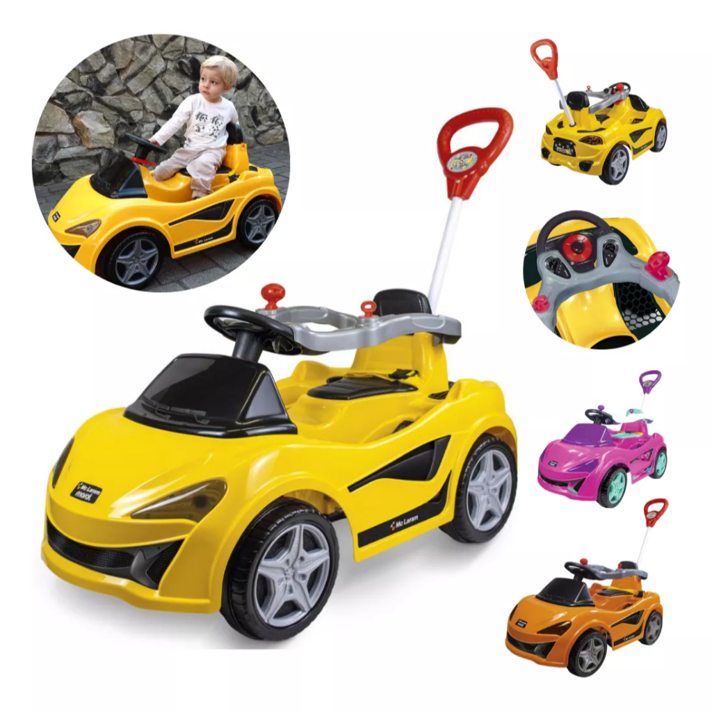 Carrinho de Passeio Andador e Pedal Infantil Maral Mc Laram McLaren Com Haste Para Empurrar 2 em 1