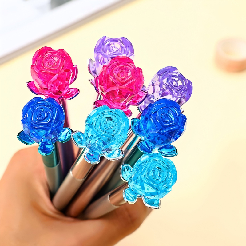 KIT 10 Caneta Esferográfica Crystal Flower com Ponta Fina