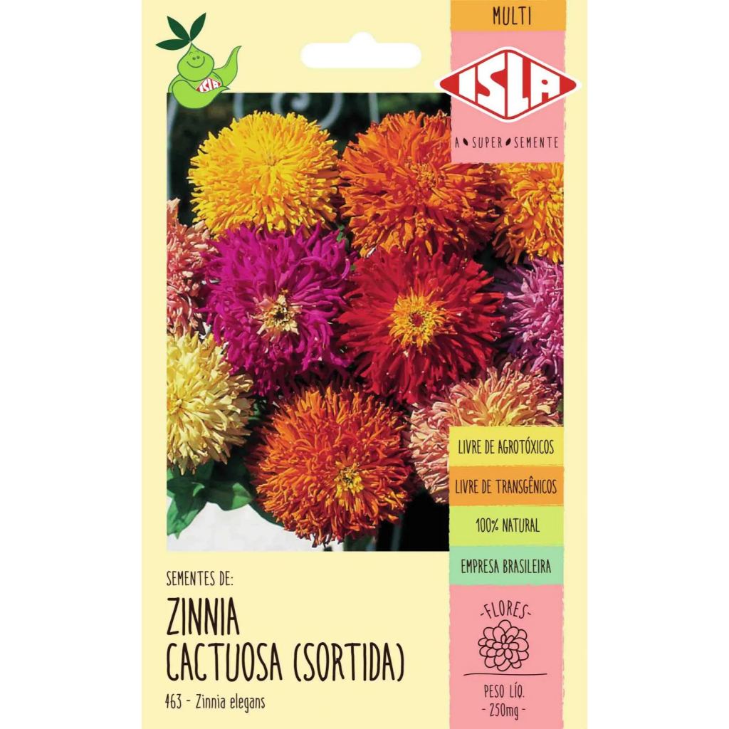 SEMENTE DE FLOR DE CACTOS - ZINNIA SORTIDA CACTOS (12699)
