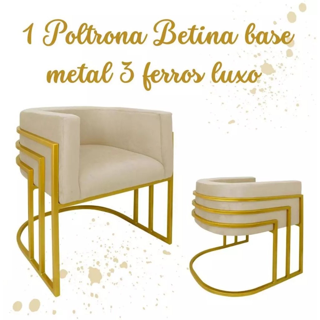 Poltrona Betina ,base tripla Premium Luxo decorativa