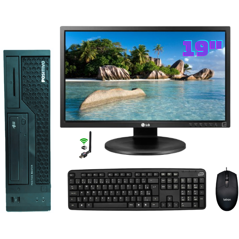 Computador Completo i3 de 4ª Geração Com HDMI 8gb Ddr3 Tela 19" Wide Hd 500gb Wifi Teclado e Mouse