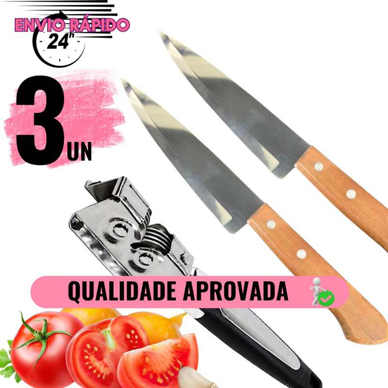 kits 2 facas ou faca mais afiador de cozinha Peixeira 6´´ aço inox mais Afiador amolador profissional