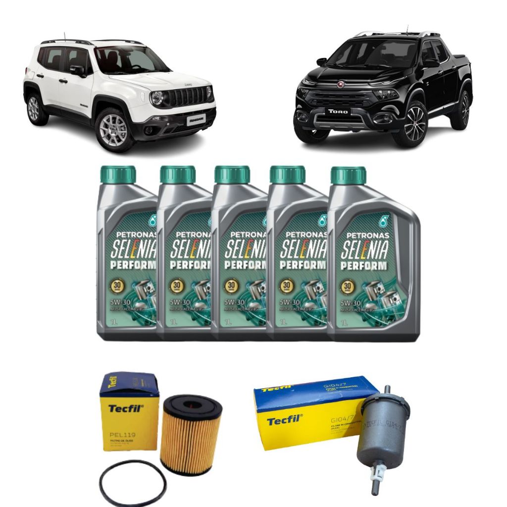 Kit Troca De Oleo E Filtros Fiat Toro Jeep Renegade 1.8 Flex 5w30 Selenia Petronas Sintetico em Oferta na Shopee