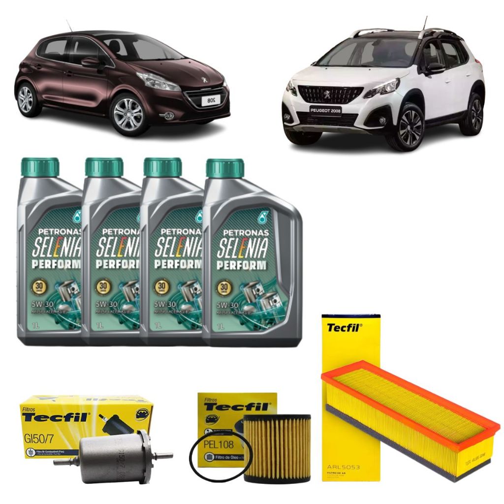 Kit Troca De Oleo E Filtros Peugeot 208 1.5 1.6 2008 1.6 16v 5w30 Sintético Revisão Original em Oferta na Shopee
