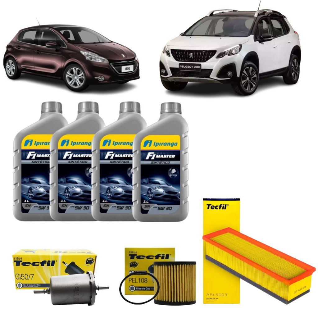 Kit Troca Oleo Filtros Peugeot 208 1.5 1.6 2008 1.6 16v 5w30 Ipiranga F1 Master Sintético Original em Oferta na Shopee