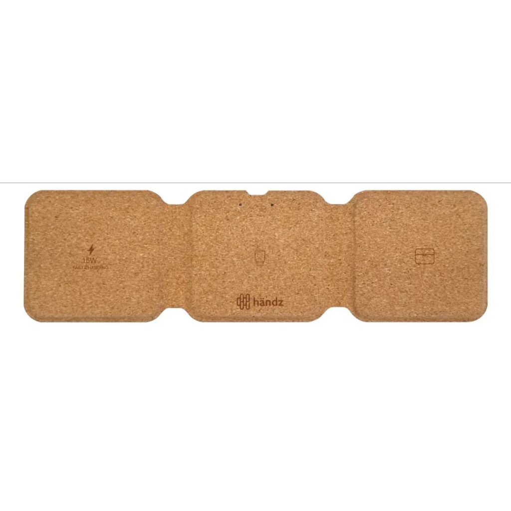 Cork Triple Charger Händz – Carregador 3 em 1 Wireless Sustentável em Cortiça Natural