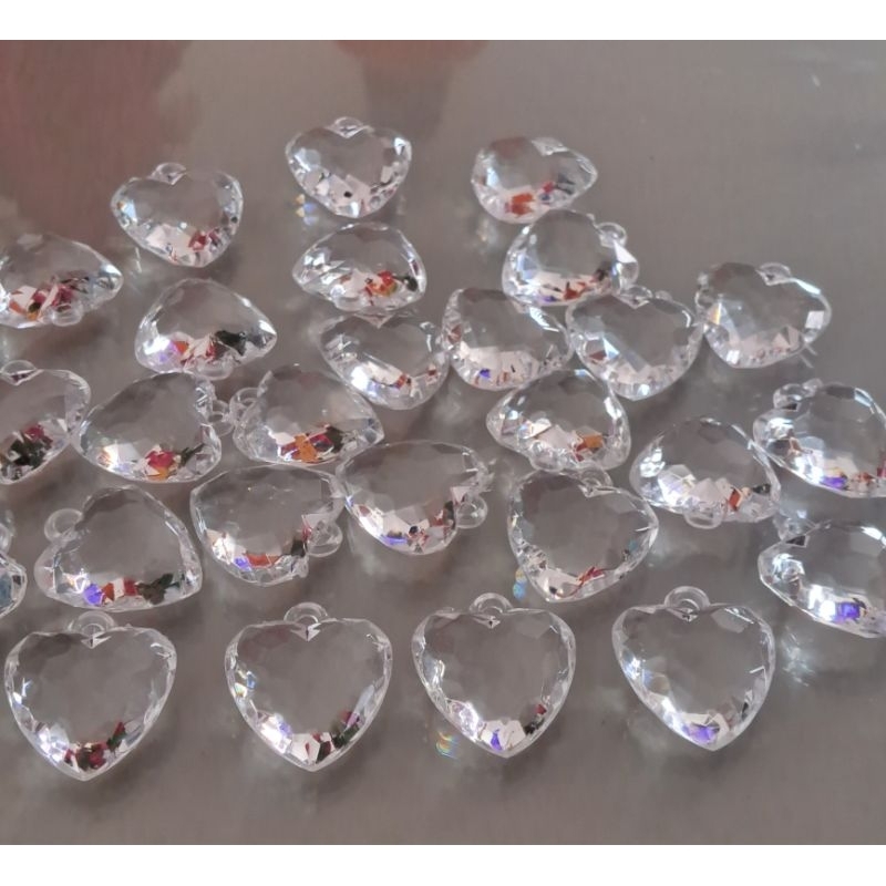 Coração Pingente Cor Cristal2,5cm/ 3cm kit com 10/20/30/40/50 unidades em Oferta na Shopee
