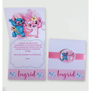 convite personalizado tema Stitch em Oferta na Shopee