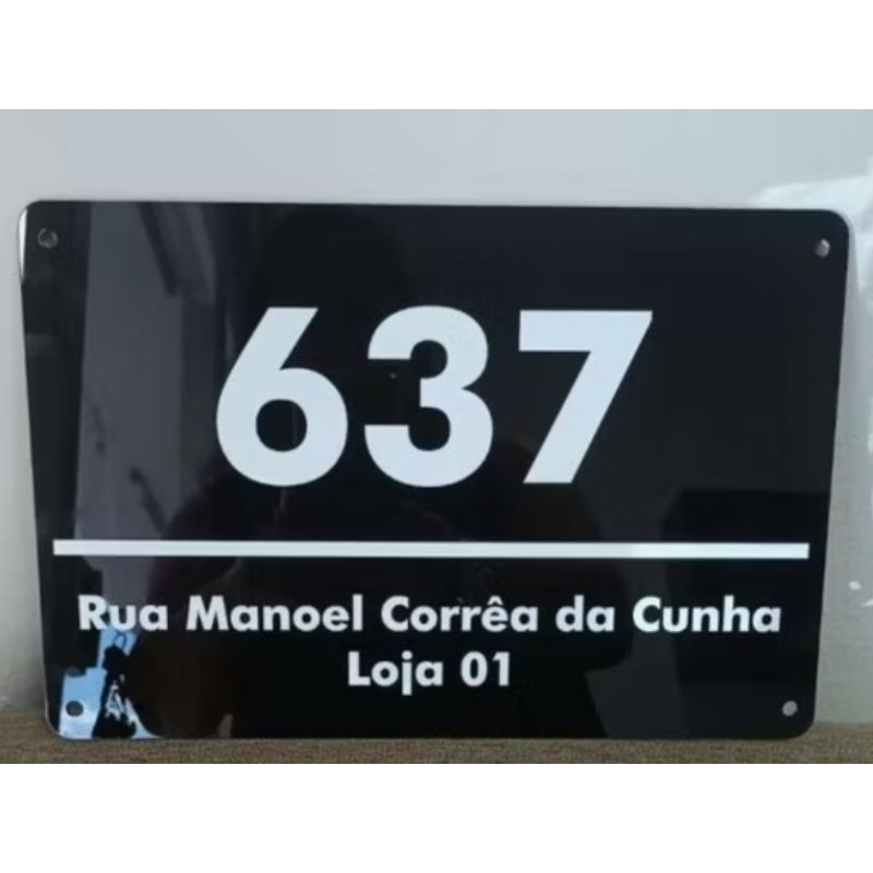 Placa em Acrilico Preto ou Branco  Para Endereço Número de Casa, Condomínios e empresa