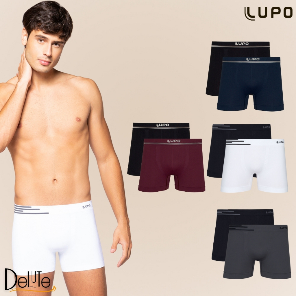 Kit De 2 Cuecas Originais Lupo Basic Boxer Box Microfibra Sem Costura - Men Clothes