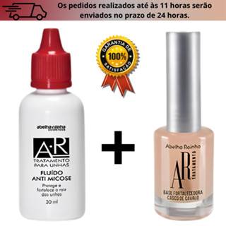 Kit Tratamento Para Unhas Fluido Antimicose 30ml + Base Casco de Cavalo 9ml Abelha Rainha em Oferta na Shopee