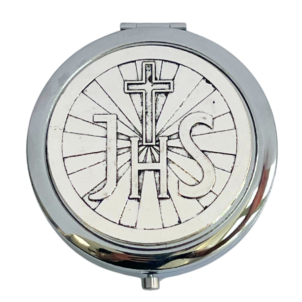 Teca Porta Hóstia Eucaristia 7cm X 1,2cm Metal p/ Comunhão Prata em Oferta na Shopee