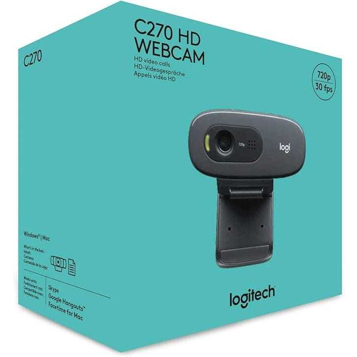 Webcam Logitech C270, Resolução Hd 720p/30fps, Microfone Cor Cinza-escuro