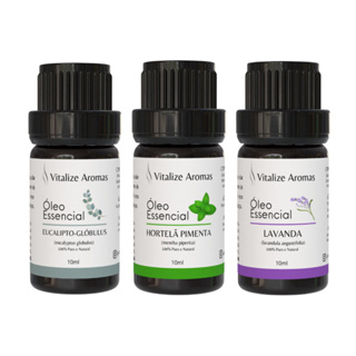 Kit 3 Óleos Essenciais Vitalize Aromas - Eucalipto Hortelã Pimenta Lavanda 100% Puros e Naturais em Oferta na Shopee