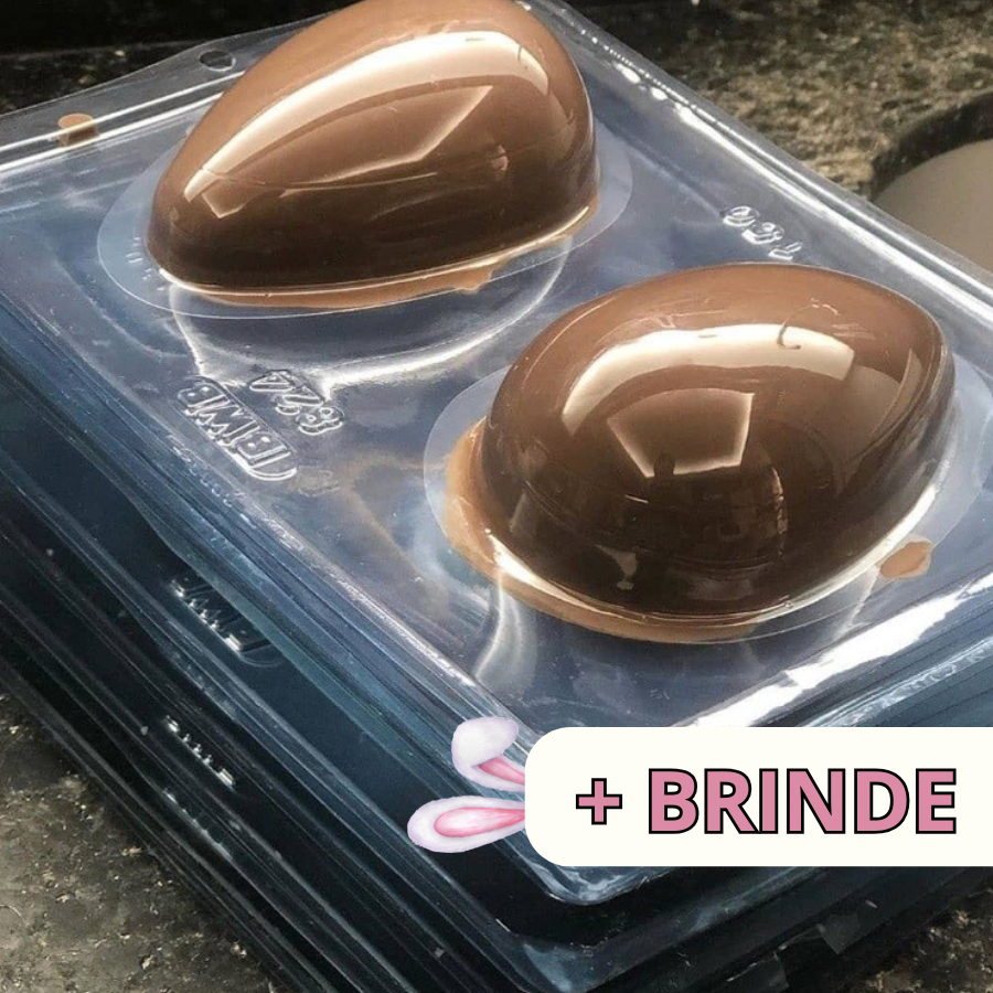 Forma Profissional Ovo de Páscoa + brinde Liso 500g 250g 150g Tradicional 3 partes  (com Silicone) em Oferta na Shopee