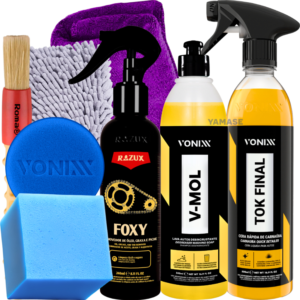 Kit Automotivo Limpeza Shampoo Cera Desengraxante Vonixx em Oferta na Shopee