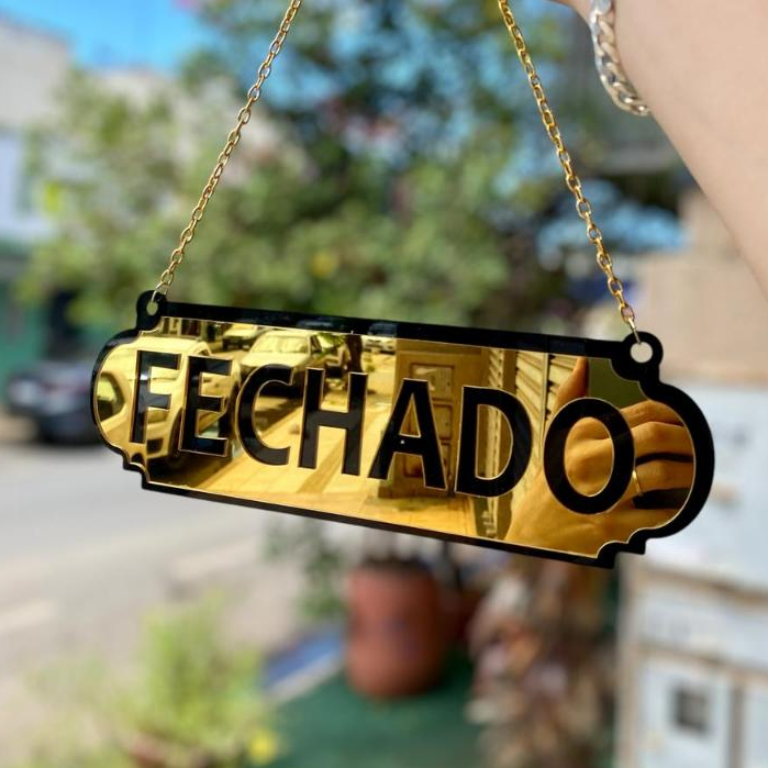 PLACA DE SINALIZAÇÃO ABERTO E FECHADO EM ACRÍLICO COM VENTOSA