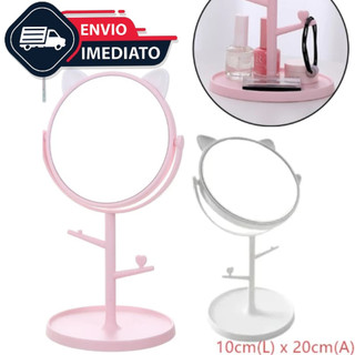 Espelho Mesa Penteadeira Orelinha Gatinho Porta Bijuteria Gato Penteadeira