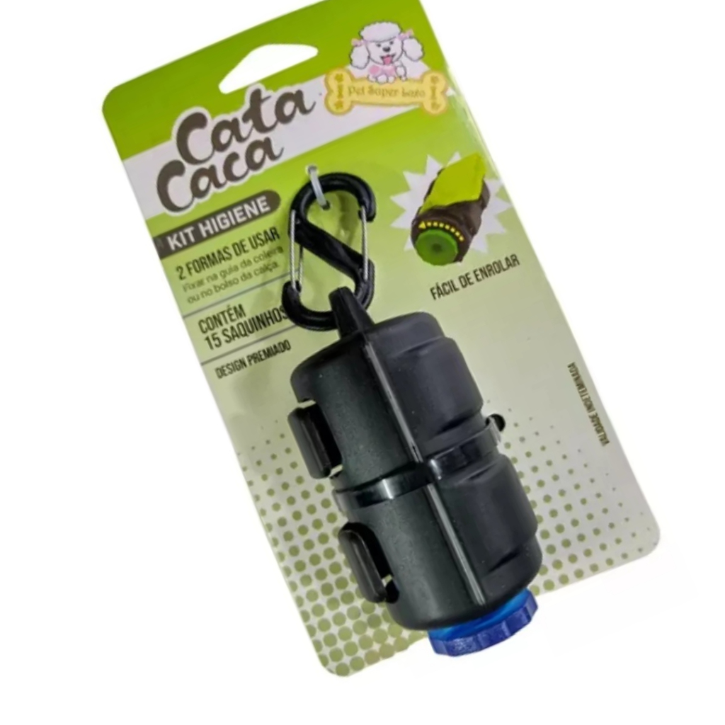 Kit Cata Caca Cata Coco Saco Lixo Pet Cão Gato Preto granada