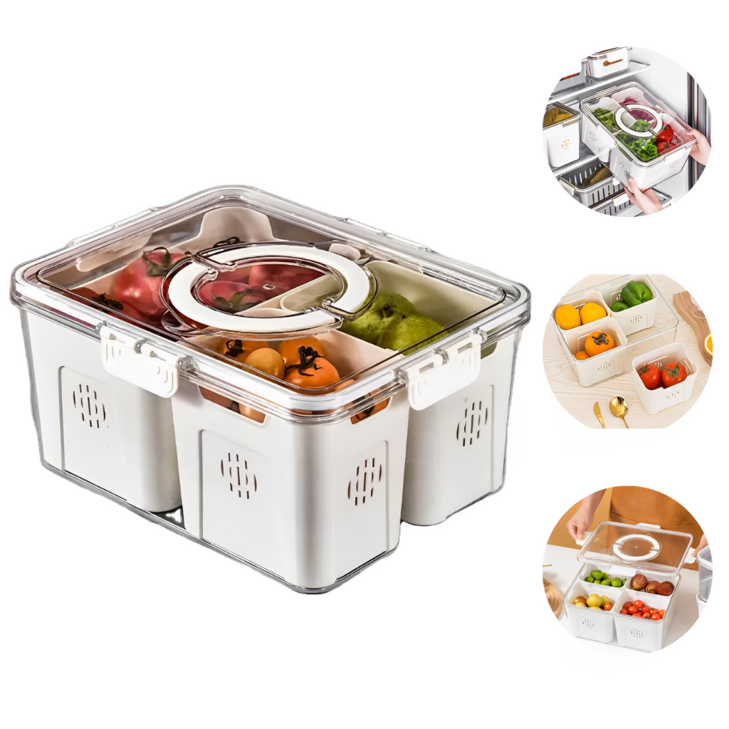 Cesto Organizadores Geladeira Organizador de Alimentos Vegetais Para Cozinha 7,6L Pote Hermético