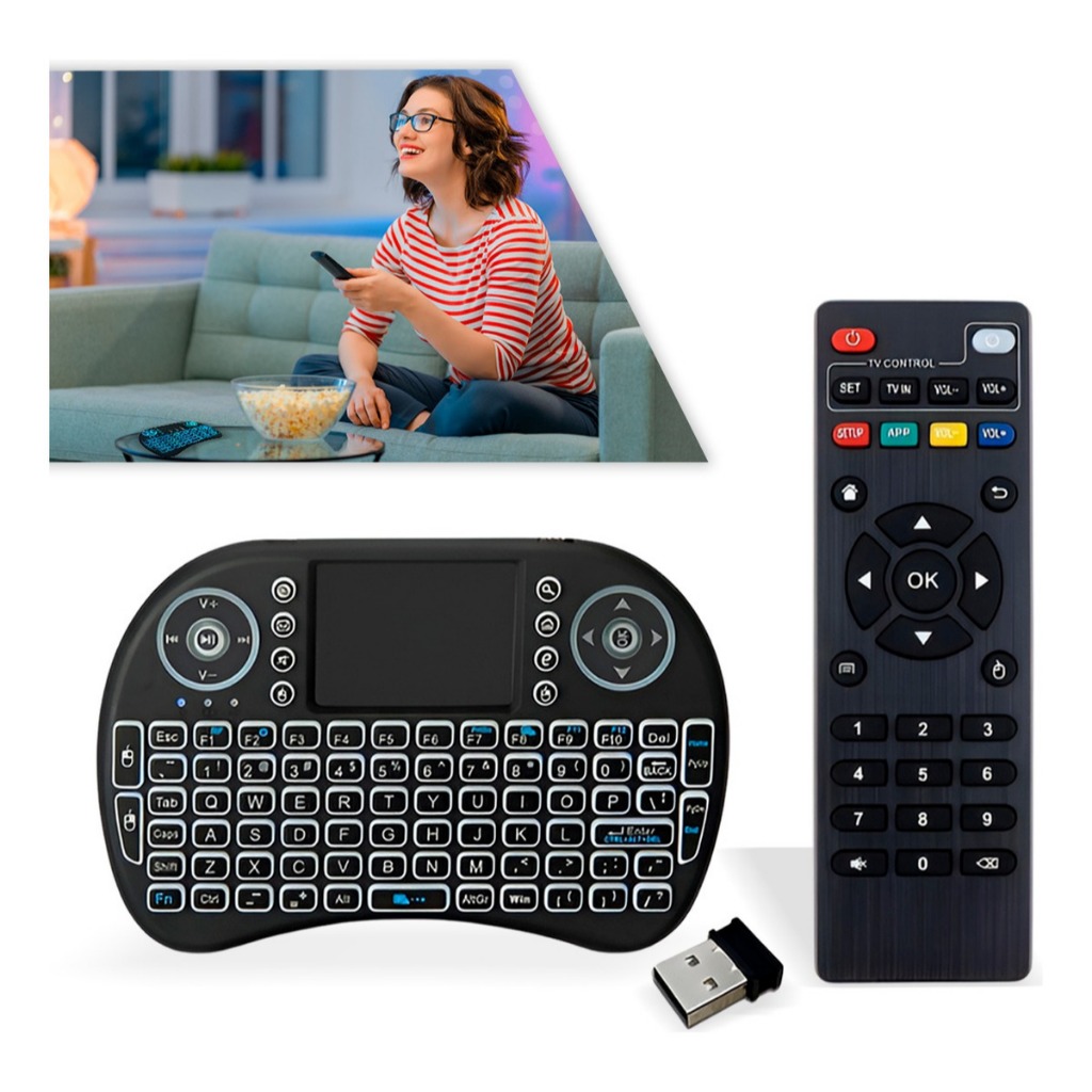 Controle Remoto E Teclado Smart Wireless Tv Box Pro 4k Novo