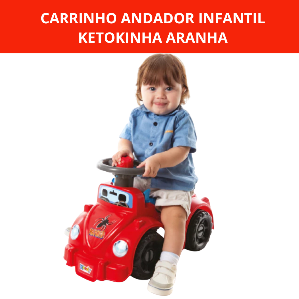 Carrinho Andador Infantil Ketokinha Aranha Pedagógico Coordenação Motora Desenvolvimento Cognitivo