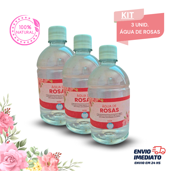Água de Rosas 500ml com 3 Unidades Purificação e Uso Religioso. em Oferta na Shopee
