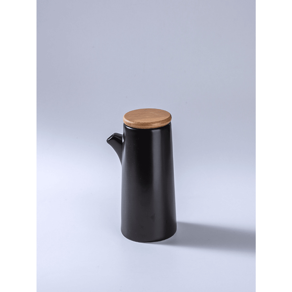 Galheteiro de cerâmica 250 ml com tampa de bambu em Oferta na Shopee