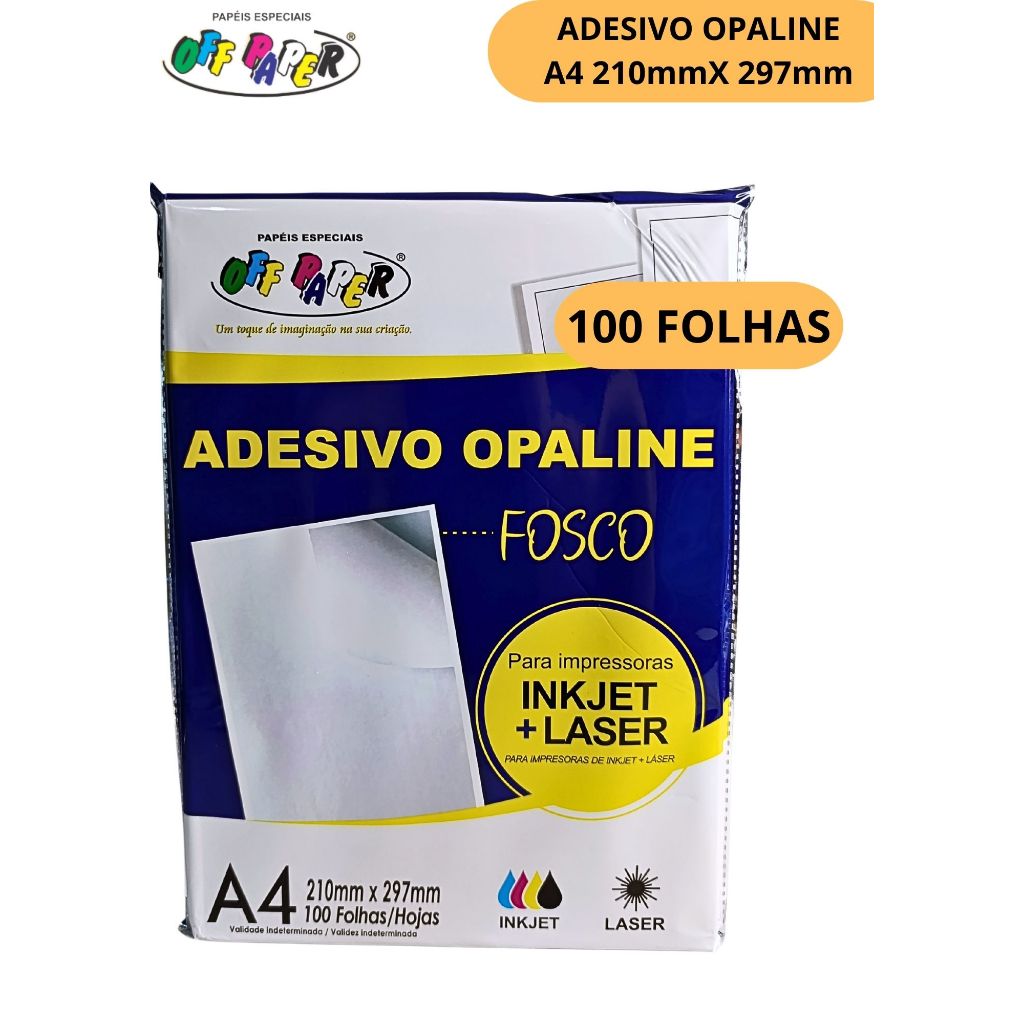 PAPEL OPALINE A4 FOSCO 100 FOLHAS- ADESIVO OFF PAPER em Oferta na Shopee