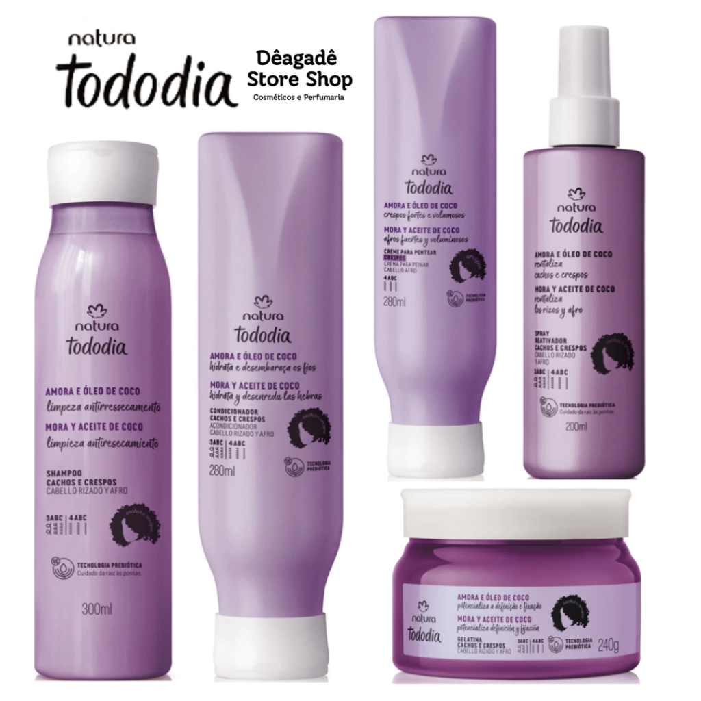 Kit Natura Tododia Cabelos Crespos - Amora e Óleo de Coco - Completo em Oferta na Shopee