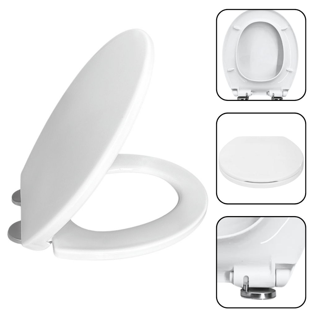 TAMPA PRIVADA OVAL UNIVERSAL DE POLIPROPILENO COM FECHAMENTO SUAVE AMORTECIMENTO SOFT CLOSE BANHEIRO SOFISTICADO